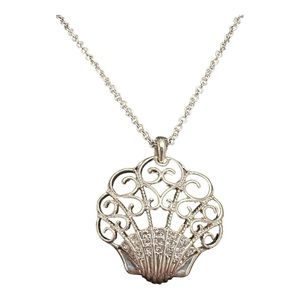 Avon Silver tone Shell with Rhinestones necklace